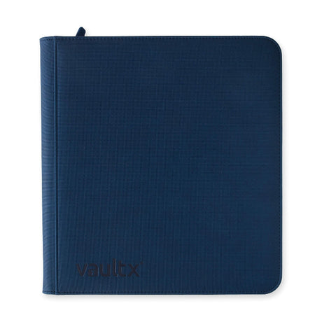 Vault X Exo-Tech 12-pocket zip binder in blue with durable material and secure zipper closure.