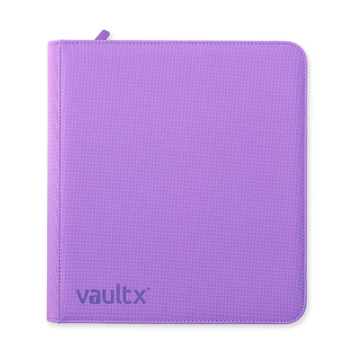 Vault X Exo-Tech 12-pocket zip binder in purple with durable material and zipper closure, ideal for organizing and storing documents.