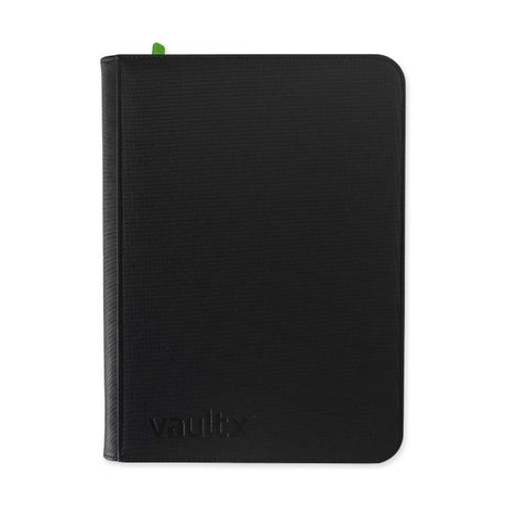 Vault X Exo-Tech 9-pocket zip binder in black with durable exterior and organized interior pockets for storing cards and documents.