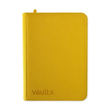 Vault X Exo-Tech 9-pocket zip binder in yellow, featuring multiple storage pockets for organizing documents and accessories.
