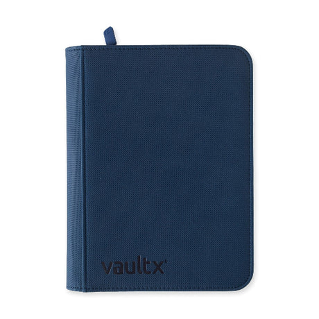 Vault X 4-pocket zip binder in blue with multiple pockets for organizing documents and accessories.