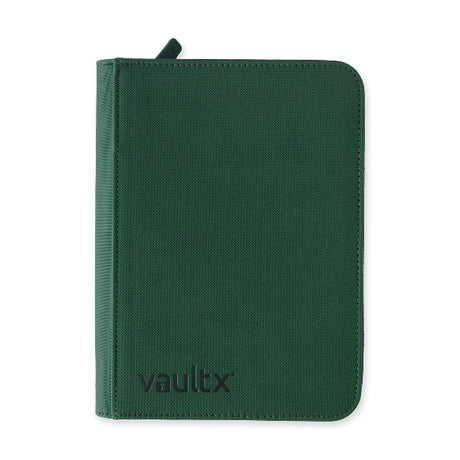 Vault X 4-Pocket Zip Binder in green, showing the durable binder with four pockets for organizing documents and accessories.
