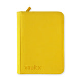 Yellow Vault X 4-Pocket Zip Binder with durable cover and secure zippers, ideal for organizing documents and accessories.