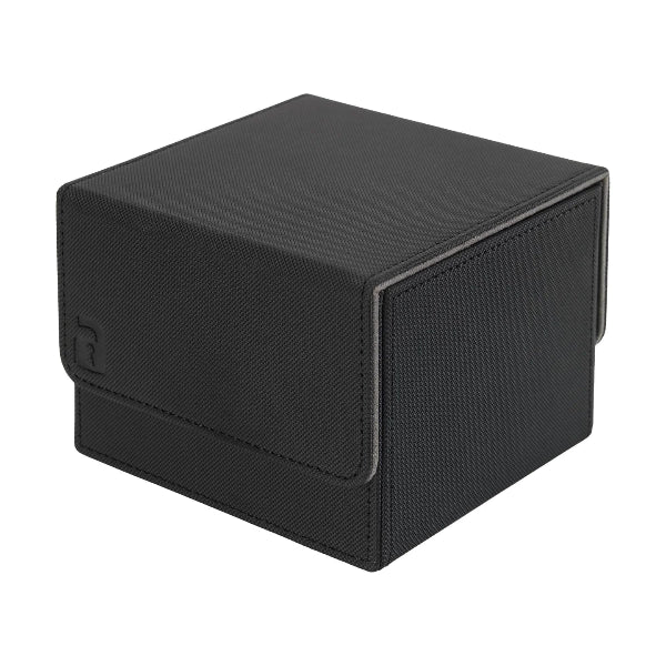 Vault X Exo-Tec Game Box 100+ in black, closed, designed for storing gaming cards and accessories securely.