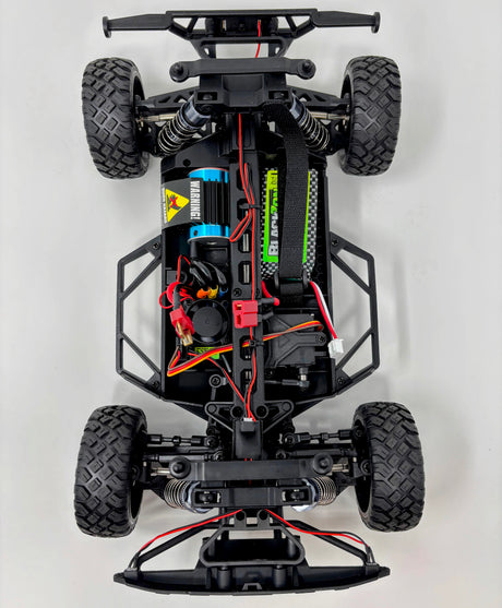 HPI Racing Blackzon Vyper SC Turbo 1/16 electric 4WD RC car with brushless motor and sleek black design.