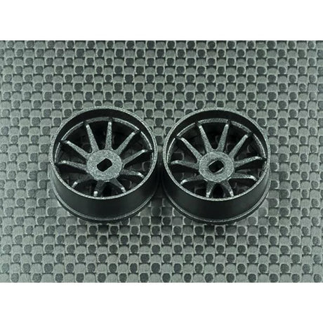 GL Racing R10 Carbon AWD RC car rims showing sleek black carbon fiber design and precise fit for RC car customization.