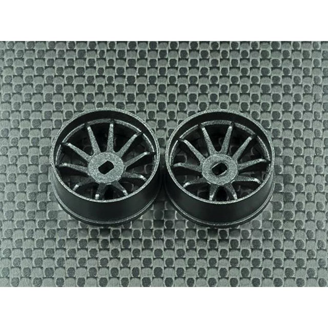 GL Racing R10 Carbon AWD RC car rims showing sleek black carbon fiber design and precise fit for RC car customization.
