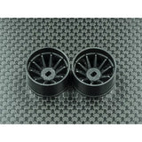 GL Racing R10 Carbon AWD RC car rims, lightweight black carbon wheels with detailed spoke design for remote control car racing.