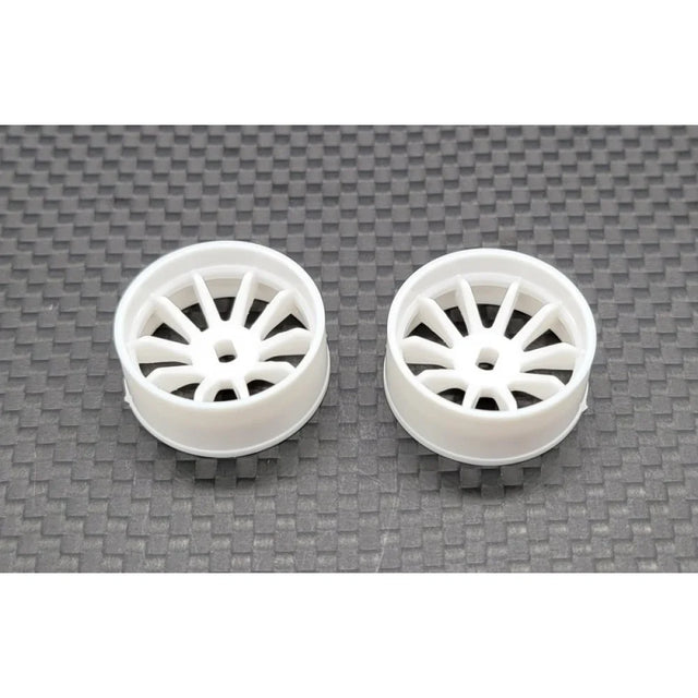 White AWD rims for RC cars by GL Racing, showcasing durable alloy wheels designed for high-performance remote control vehicles.
