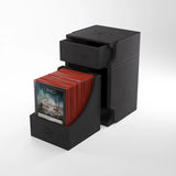 Black Gamegenic Watchtower 100+ XL Convertible storage case with adjustable compartments for organizing trading cards.