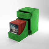 Green Gamegenic Watchtower 100+ XL Convertible storage case for trading cards, featuring adjustable compartments and durable design.