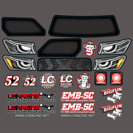 LC Racing L6240 1/14 clear short course truck body for RC cars, shown in transparent plastic with detailed design features.