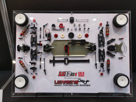 LC Racing LC12B1-HK 1/12 scale 4WD competition buggy kit, featuring detailed chassis and off-road racing components.