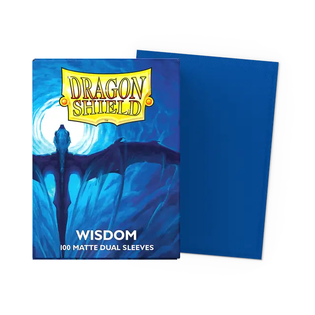 Dragon Shield Wisdom Dual Matte Standard Sleeves for cards, featuring a sleek matte finish with intricate wisdom-themed design.