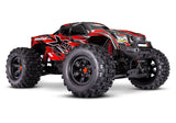 Traxxas X-Maxx 8s belted monster truck with large tires and rugged chassis, ready for off-road adventures.