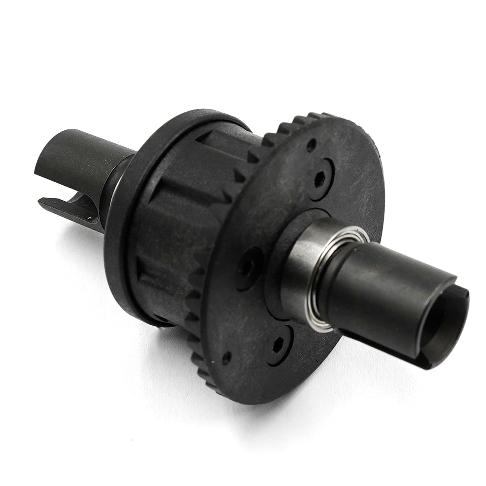Hobby Addicts Xpress shaft-driven gear differential set with metal gears for RC car models, shown in a close-up image.