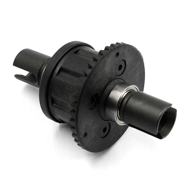 Hobby Addicts Xpress shaft-driven gear differential set with metal gears for RC car models, shown in a close-up image.