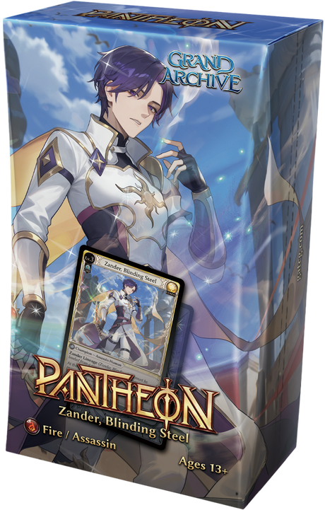 Zander Blinding Steel Pantheon Deck from Grand Archive TCG: Radiant Origins, featuring card art and deck layout.
