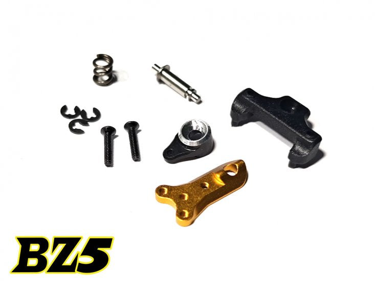 Atomic RC BZ5 Metal Servo Saver Assembly showing durable metal components and detailed construction for RC car steering.