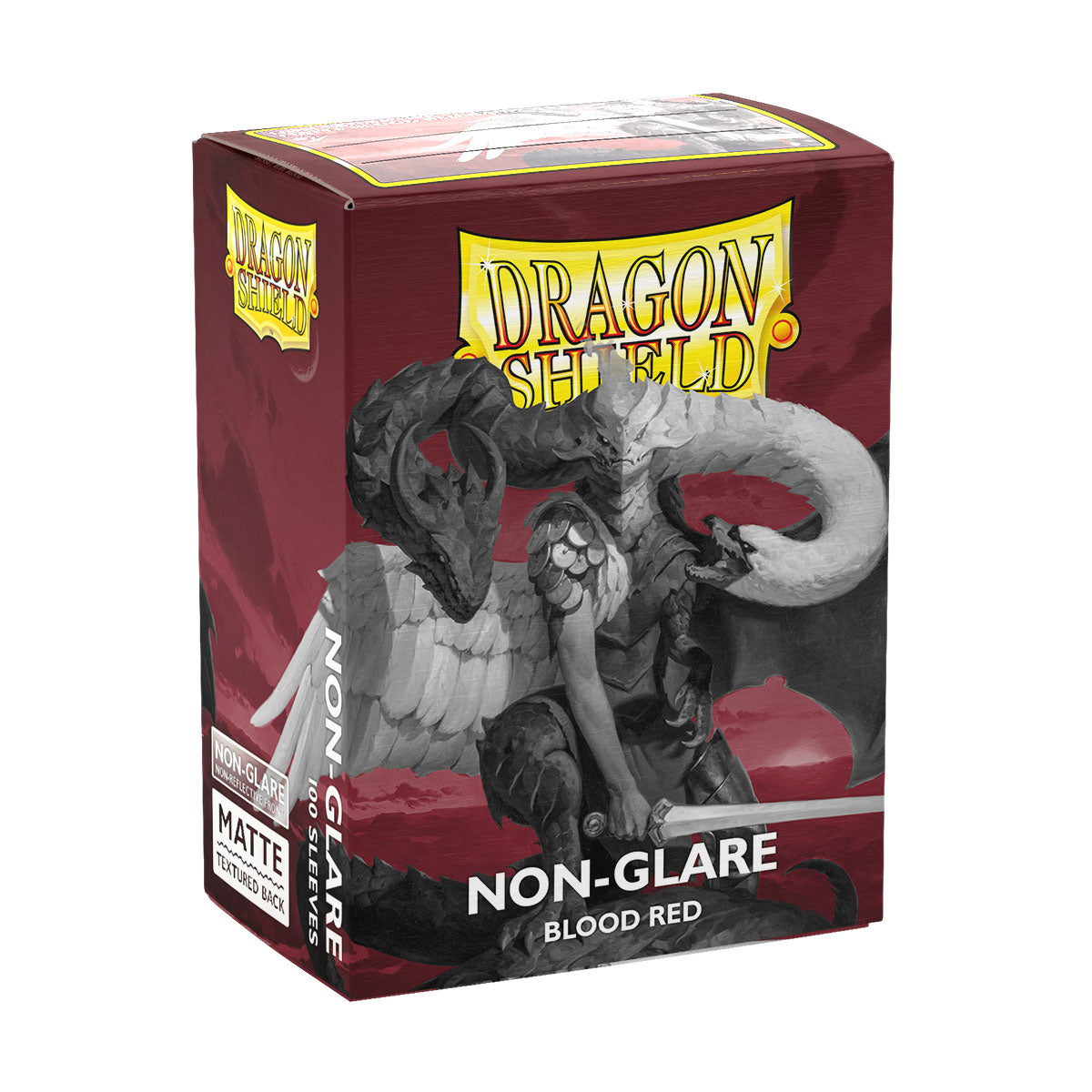 Dragon Shield blood red standard card sleeves with non-glare matte finish, ideal for protecting collectible cards.