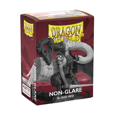 Dragon Shield blood red standard card sleeves with non-glare matte finish, ideal for protecting collectible cards.