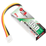 GNB 350mAh LiHV 2S 70C RC car LiPo battery with black and red packaging, compact and lightweight for high-performance RC vehicles.