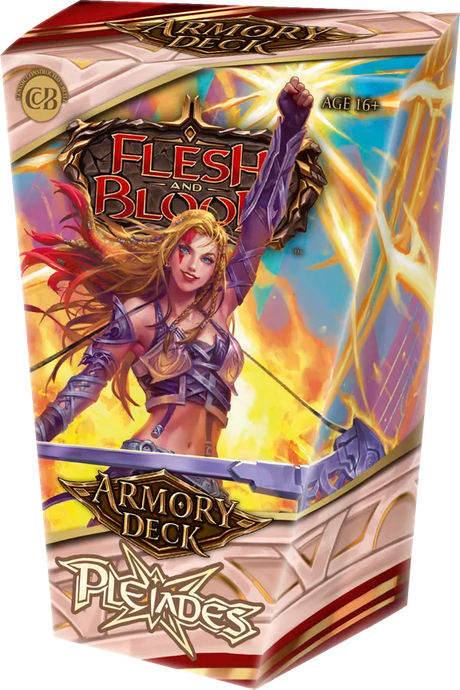 Flesh and Blood Armory Deck Pleiades collectible trading cards from Legends Story Studios, featuring colorful card artwork.