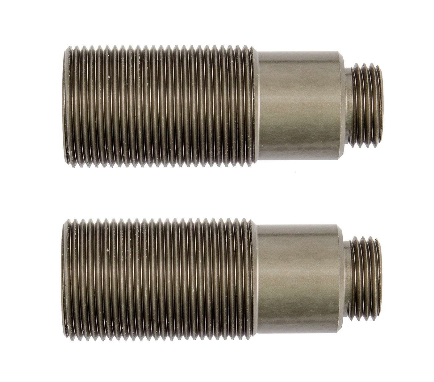 Team Associated Reflex 14 aluminum RC car shock bodies, 10x25mm, with a sleek metallic finish and precise machining.