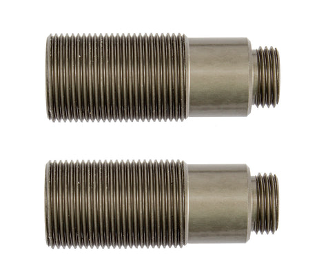 Team Associated Reflex 14 aluminum RC car shock bodies, 10x25mm, with a sleek metallic finish and precise machining.