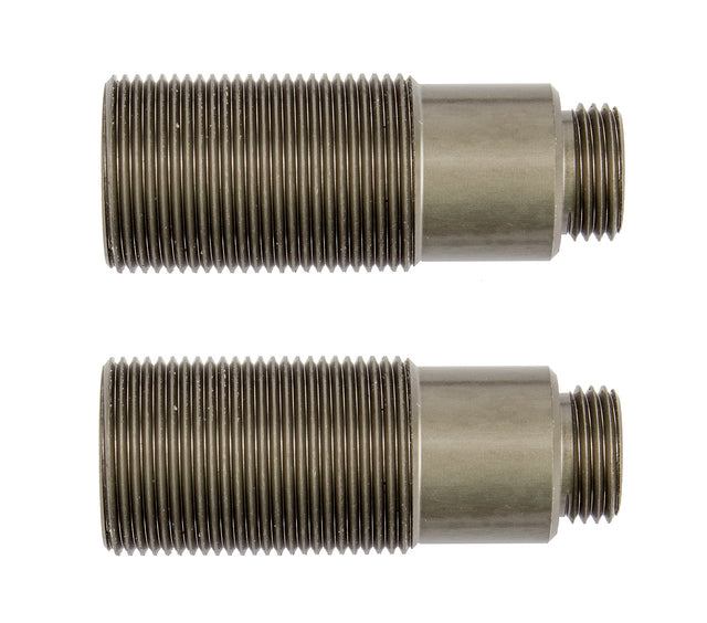 Team Associated Reflex 14 aluminum RC car shock bodies, 10x25mm, with a sleek metallic finish and precise machining.