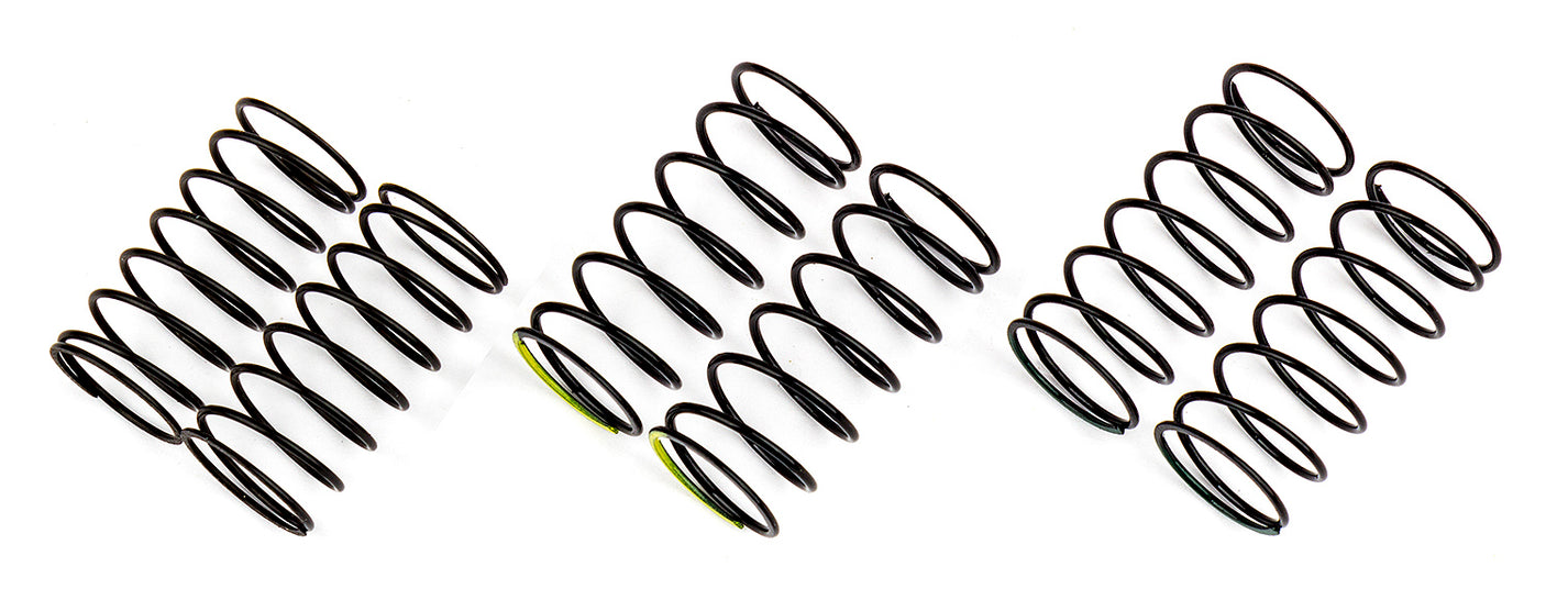 Team Associated Reflex 14 RC car front spring set with 10mm springs, showing the suspension components and springs in detail.
