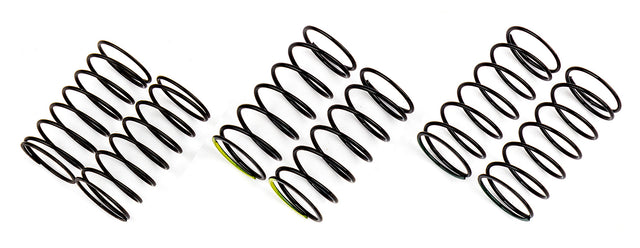 Team Associated Reflex 14 RC car front spring set with 10mm springs, showing the suspension components and springs in detail.