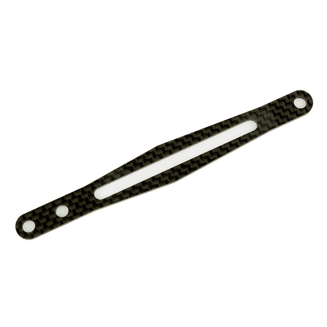 Team Associated Reflex 14 graphite RC car battery strap securing batteries in a remote control car.