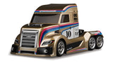 RC10 6x6 American Custom Semitruck metallic kit by Team Associated, showing detailed miniature semi-truck model with metallic finish.