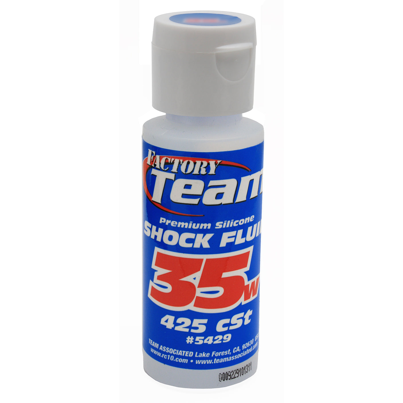Team Associated Factory Team silicone shock oil in a 2oz bottle for RC car shocks, with a clear view of the product label.