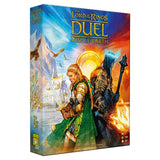 Front view of The Lord of the Rings: Duel for Middle-Earth board game by Asmodee showing game components and artwork.