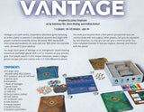 Back of Stonemaier Games' Vantage box showing game artwork and logo on the packaging.