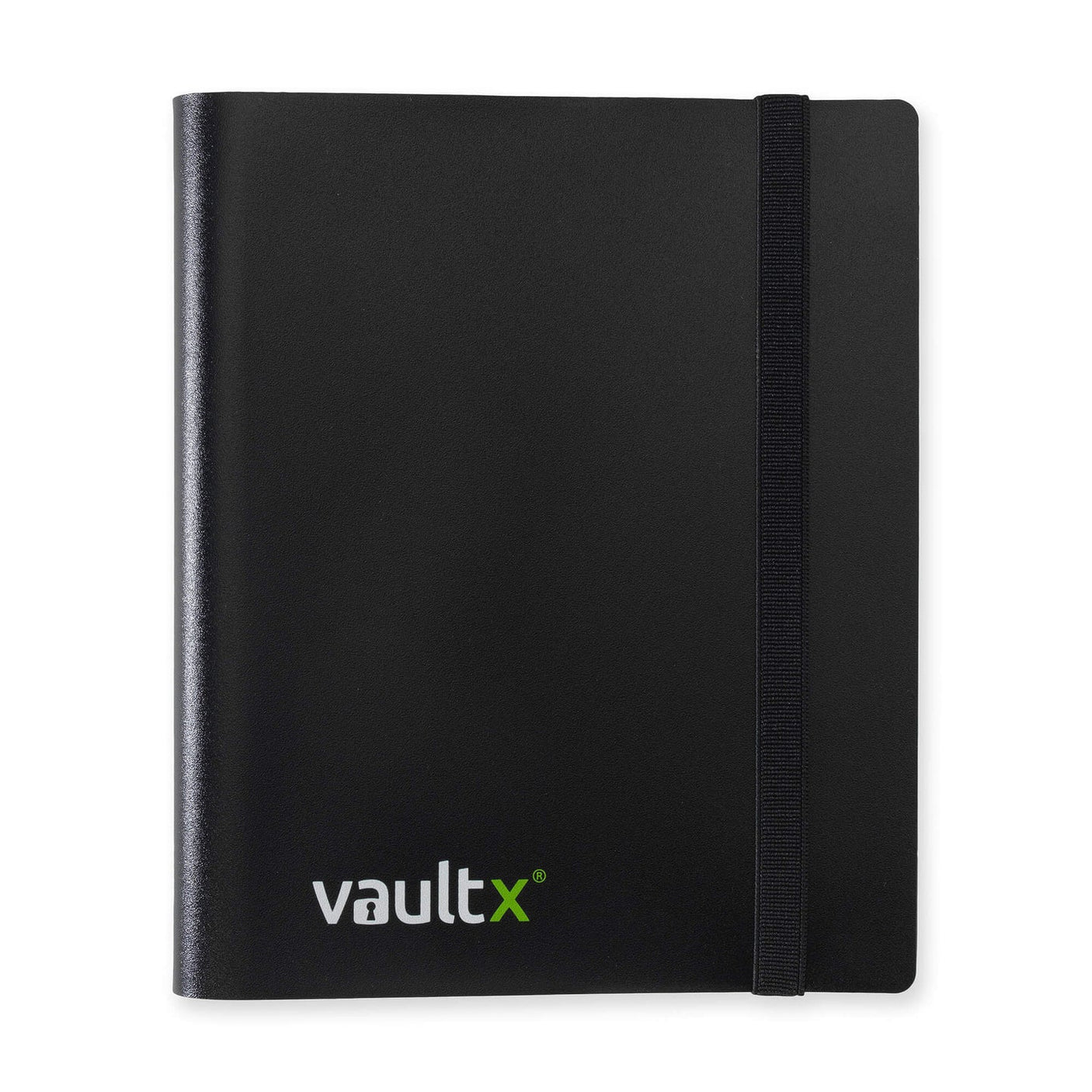 Black Vault X Strap Binder with adjustable straps and secure fastening for organizing and storing documents or accessories.