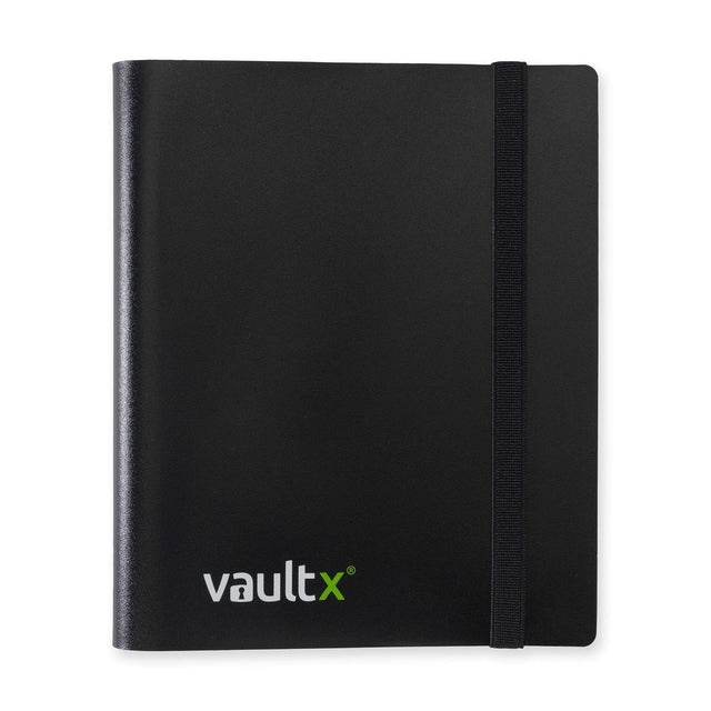 Black Vault X Strap Binder with adjustable straps and secure fastening for organizing and storing documents or accessories.