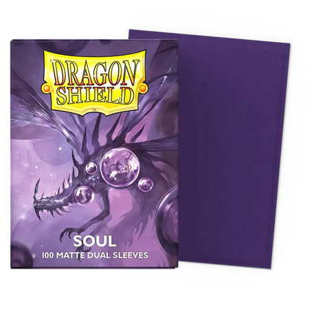 Dragon Shield Soul Dual Matte Standard Sleeves in a box, featuring 60 matte-finished card sleeves for collectible card games.