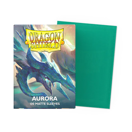 Dragon Shield Matte Aurora Players' Choice 2023 Standard card sleeves in a box, with vibrant, reflective design for trading card protection.