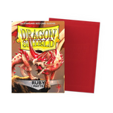 Dragon Shield Matte Ruby Standard Sleeves for cards, shown in a flat view with vibrant red, durable card game protective sleeves.
