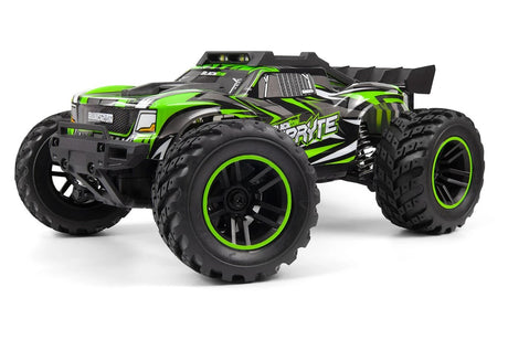 BlackZon HPI Racing Bl Spryte ST 1/20 4WD electric stadium truck on a track, showing its compact design and vibrant color scheme.