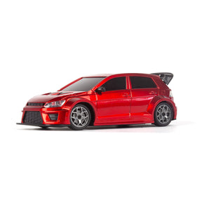 BlackZon Myte D 1/43 drift car model in black with detailed design, positioned on a display surface.