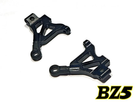 Pair of Atomic RC BZ5 Aluminum Rear Lower Arms for RC cars, showing the sleek metallic finish and precise construction.