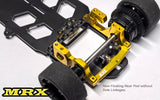 Atomic RC MRX 2WD pan car kit with sleek chassis and detailed components, perfect for RC racing enthusiasts