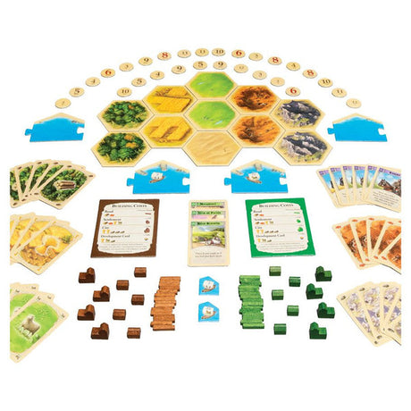 Catan Studio 5-6 Player Extension for Catan board game showing game pieces and colorful game board setup.