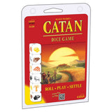 Catan Dice Game by Catan Studio, showing the colorful game box with illustrated dice and game components inside.