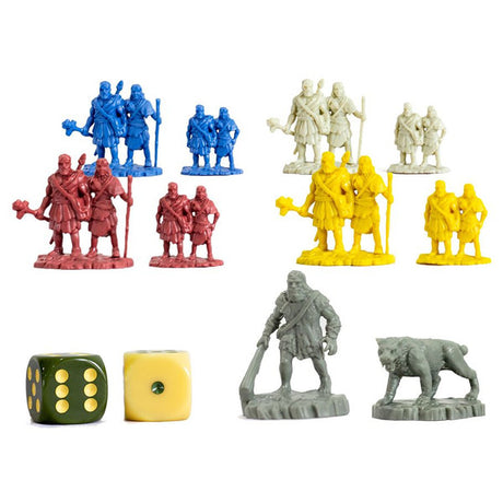 Catan: Dawn of Humankind board game by Catan Studio featuring colorful game pieces and a detailed game board layout.