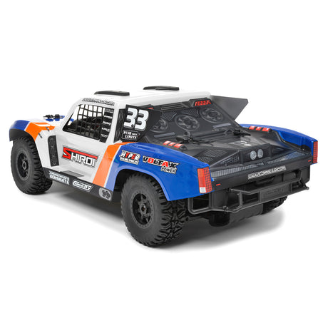 Team Corally Shiroi XP6 1/8 scale 6S RTR short course truck with detailed chassis and vibrant body design.